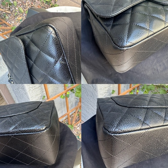 SOLD Chanel Caviar Leather Jumbo Single Flap Shoulder Bag - Picture 13 of 16